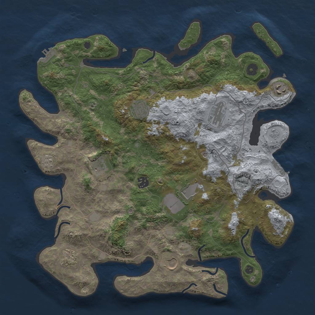 Rust Map: Procedural Map, Size: 4000, Seed: 943245, 18 Monuments