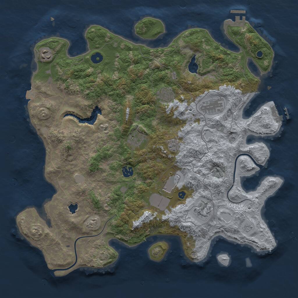 Rust Map: Procedural Map, Size: 4000, Seed: 488856, 14 Monuments