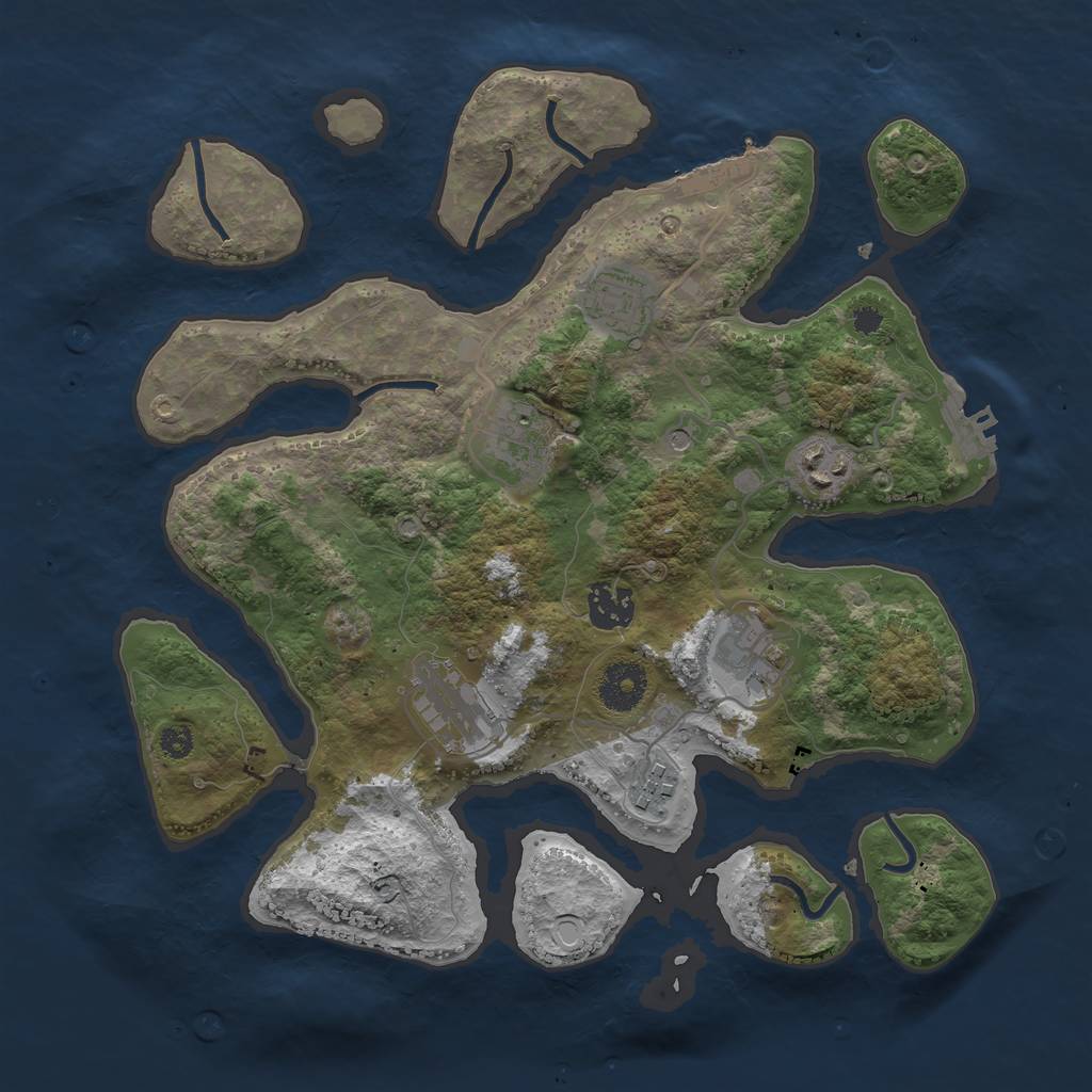 Rust Map: Procedural Map, Size: 3350, Seed: 663423285, 18 Monuments