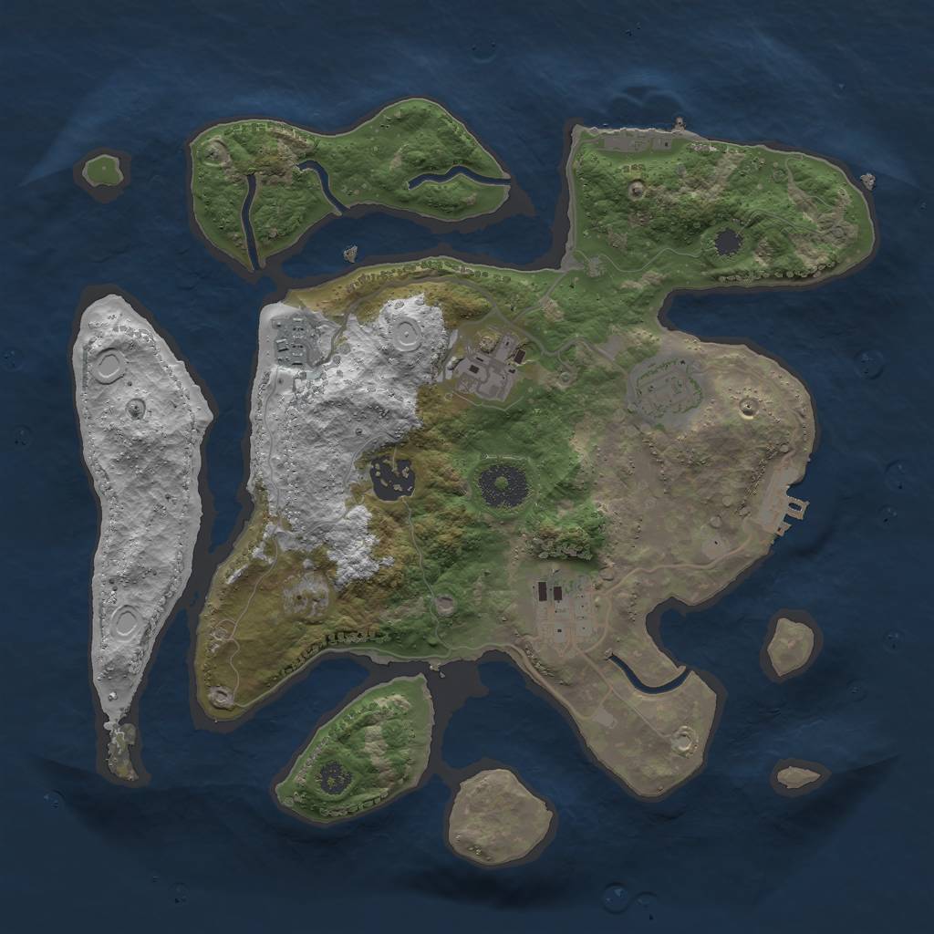 Rust Map: Procedural Map, Size: 3000, Seed: 1901855052, 12 Monuments