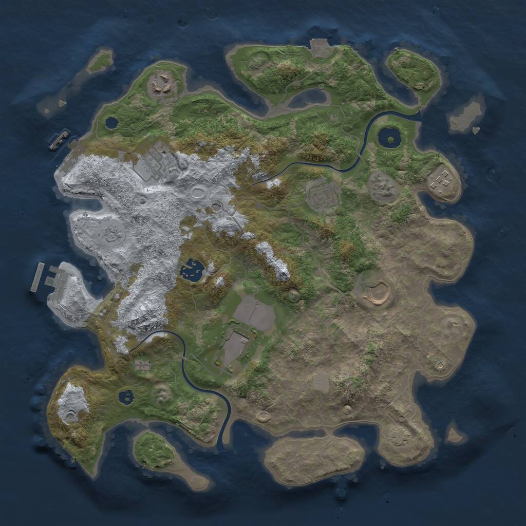 Rust Map: Procedural Map, Size: 3500, Seed: 19960420, 13 Monuments