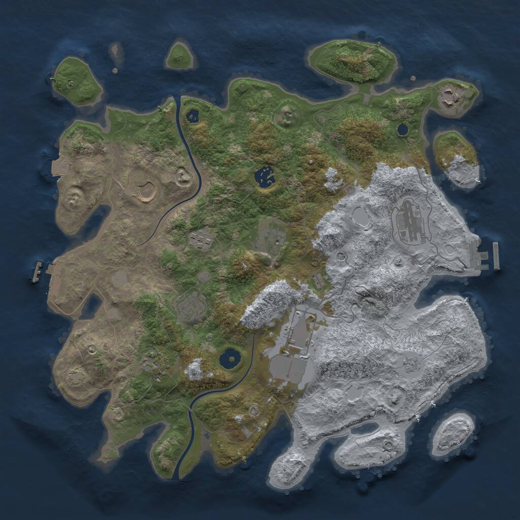 Rust Map: Procedural Map, Size: 3800, Seed: 21709033, 15 Monuments