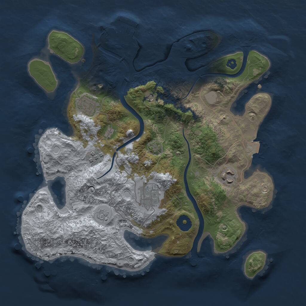 Rust Map: Procedural Map, Size: 3000, Seed: 640042938, 9 Monuments