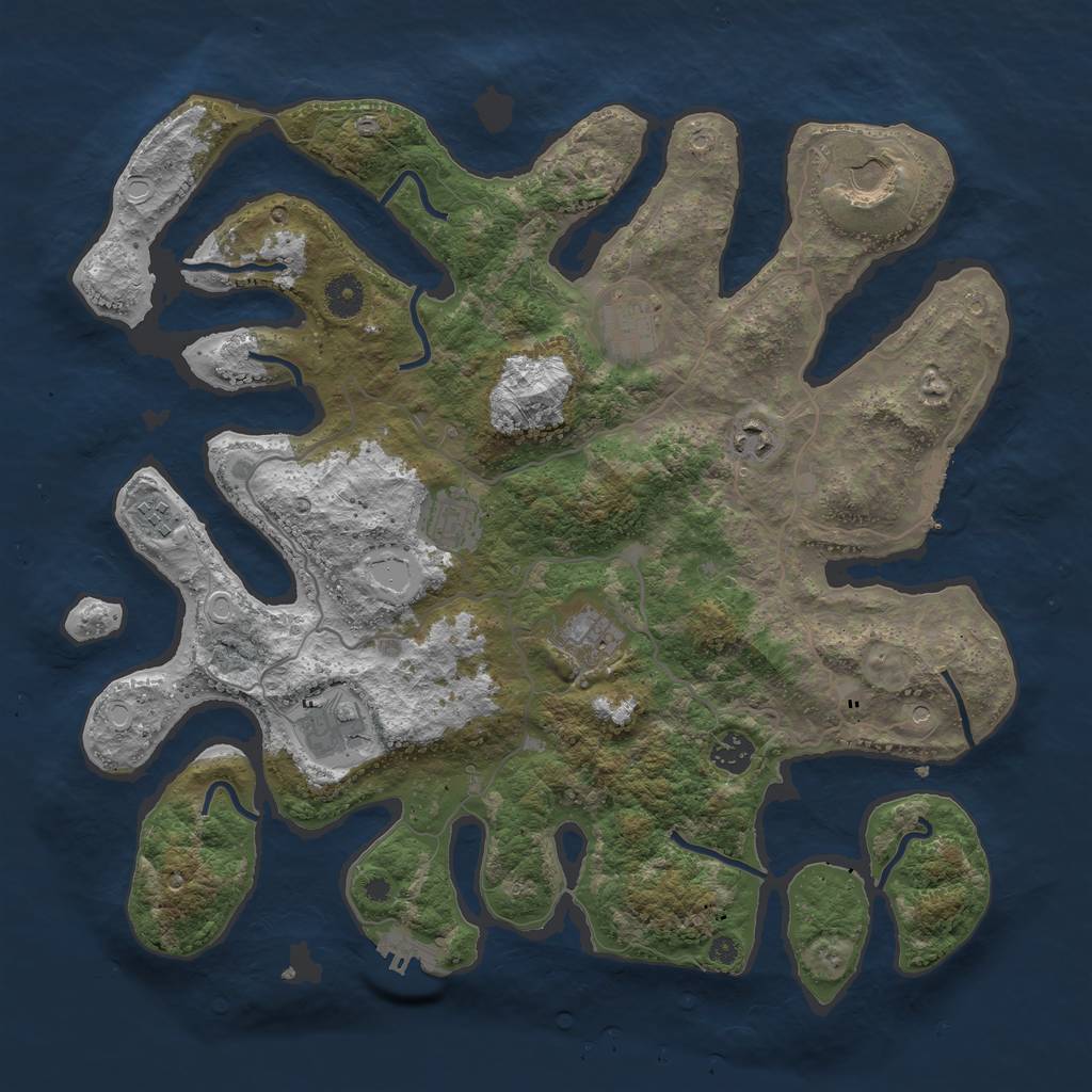 Rust Map: Procedural Map, Size: 4000, Seed: 247881, 16 Monuments