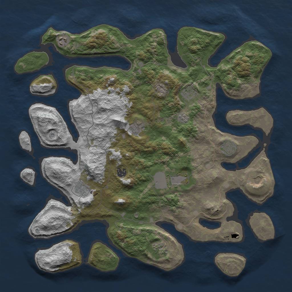 Rust Map: Barren, Size: 4500, Seed: 1669482311, 13 Monuments