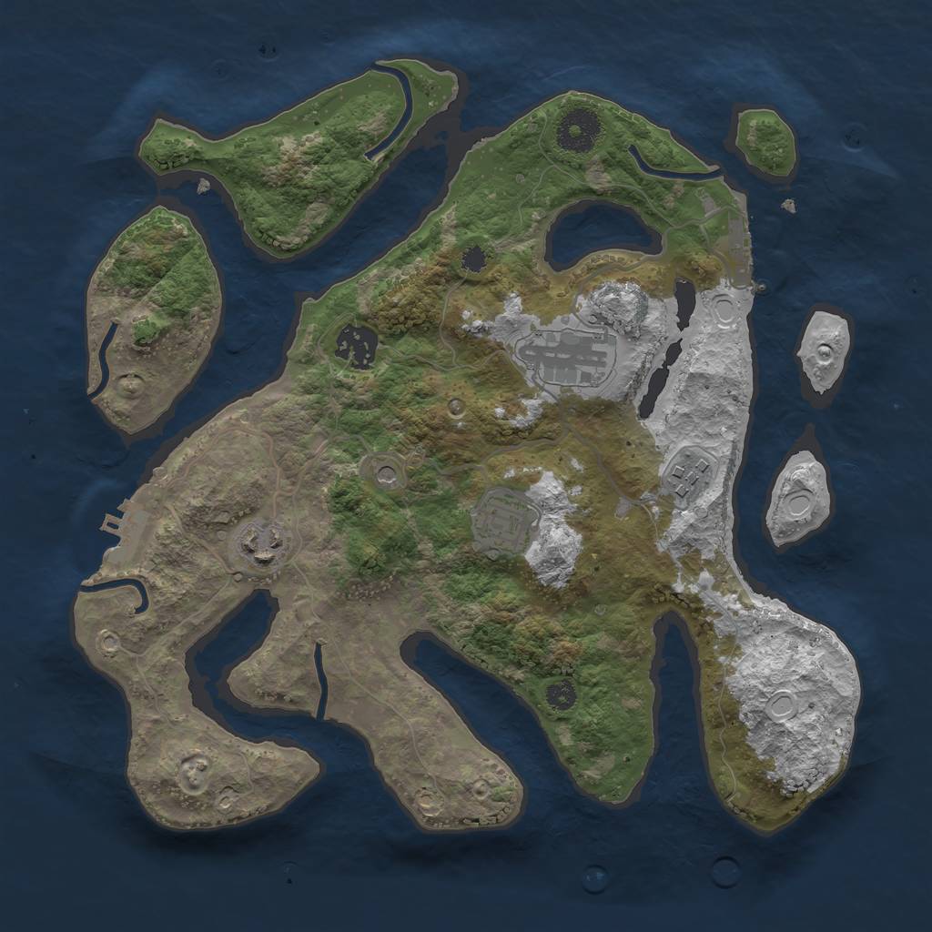 Rust Map: Procedural Map, Size: 3200, Seed: 23225, 16 Monuments