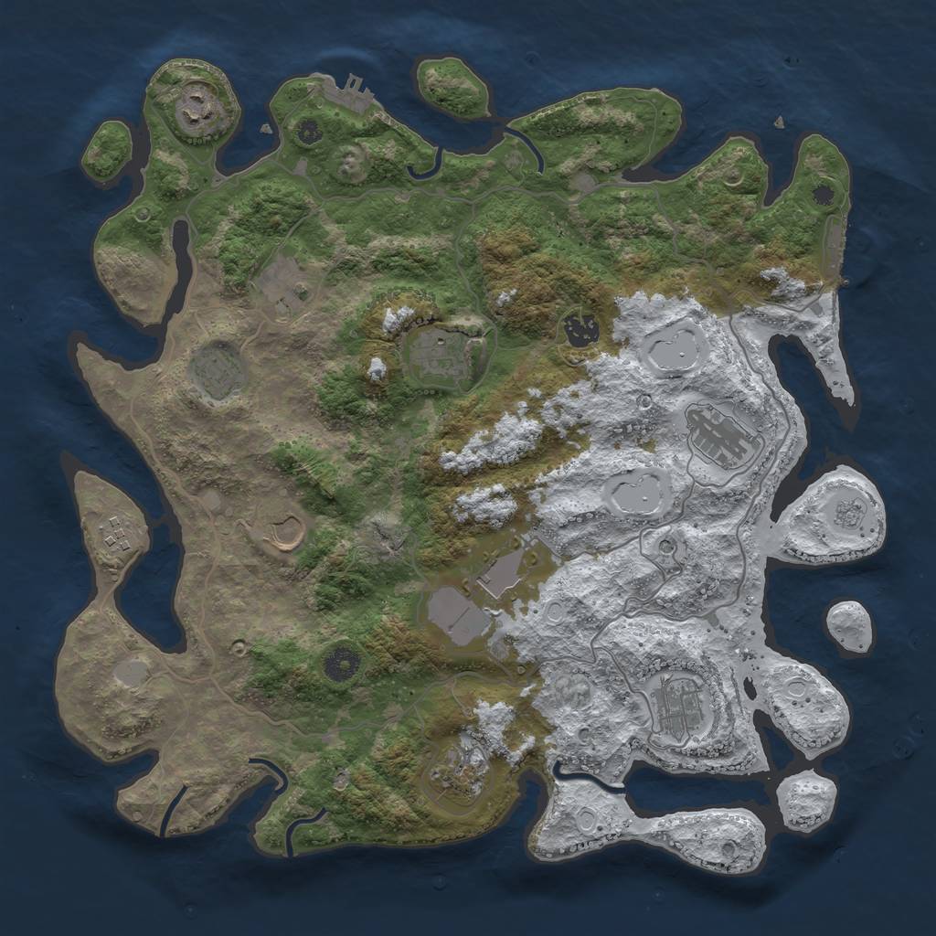 Rust Map: Procedural Map, Size: 4000, Seed: 1184698935, 20 Monuments
