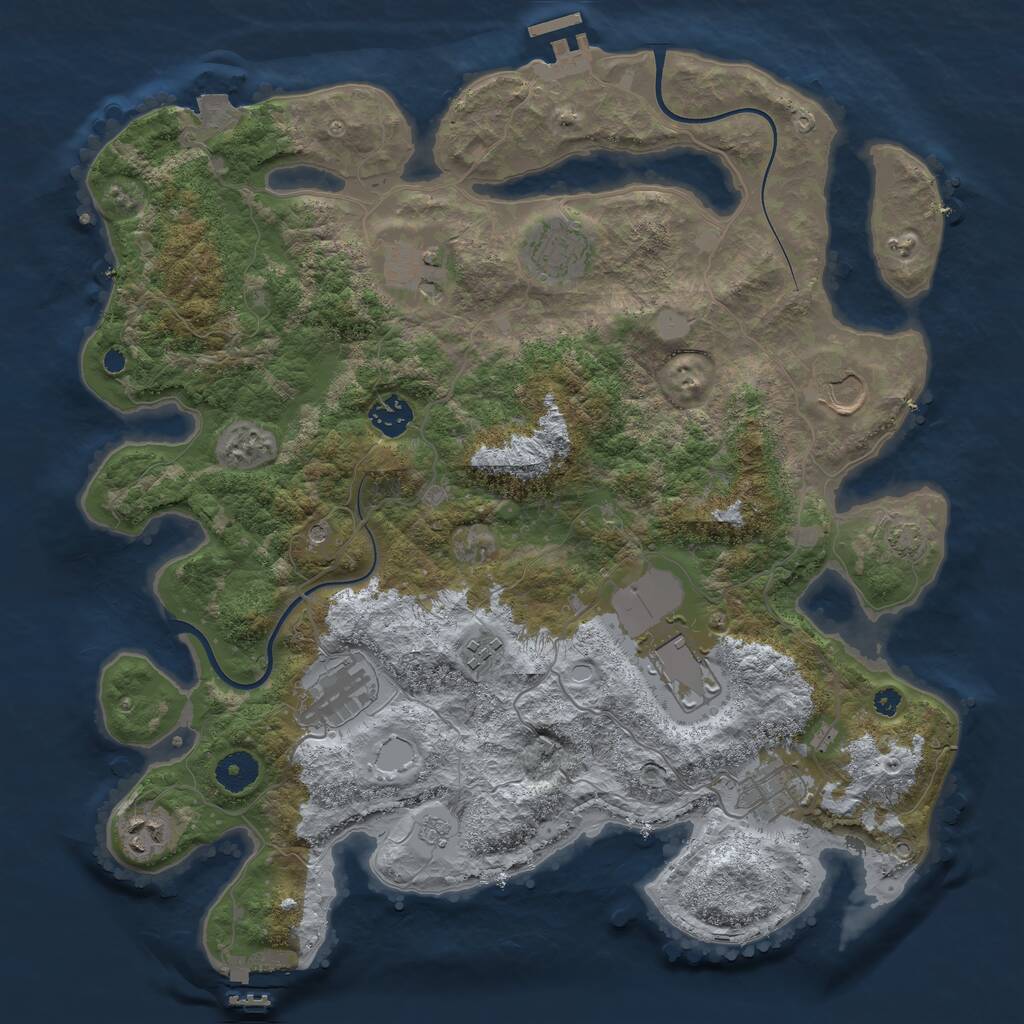 Rust Map: Procedural Map, Size: 3800, Seed: 306070901, 15 Monuments