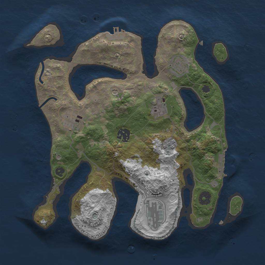 Rust Map: Procedural Map, Size: 3000, Seed: 615684145, 14 Monuments