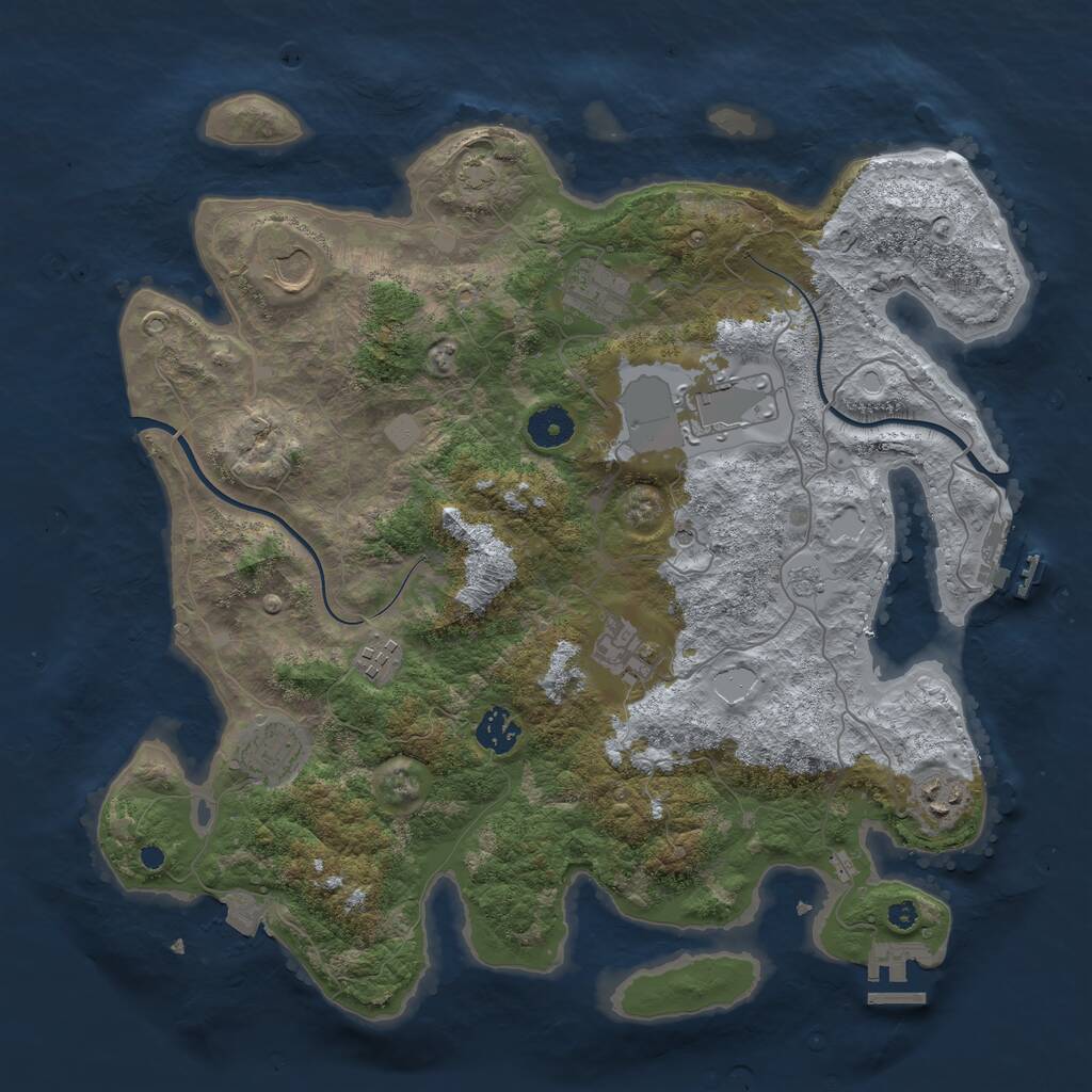 Rust Map: Procedural Map, Size: 3800, Seed: 217090338, 14 Monuments