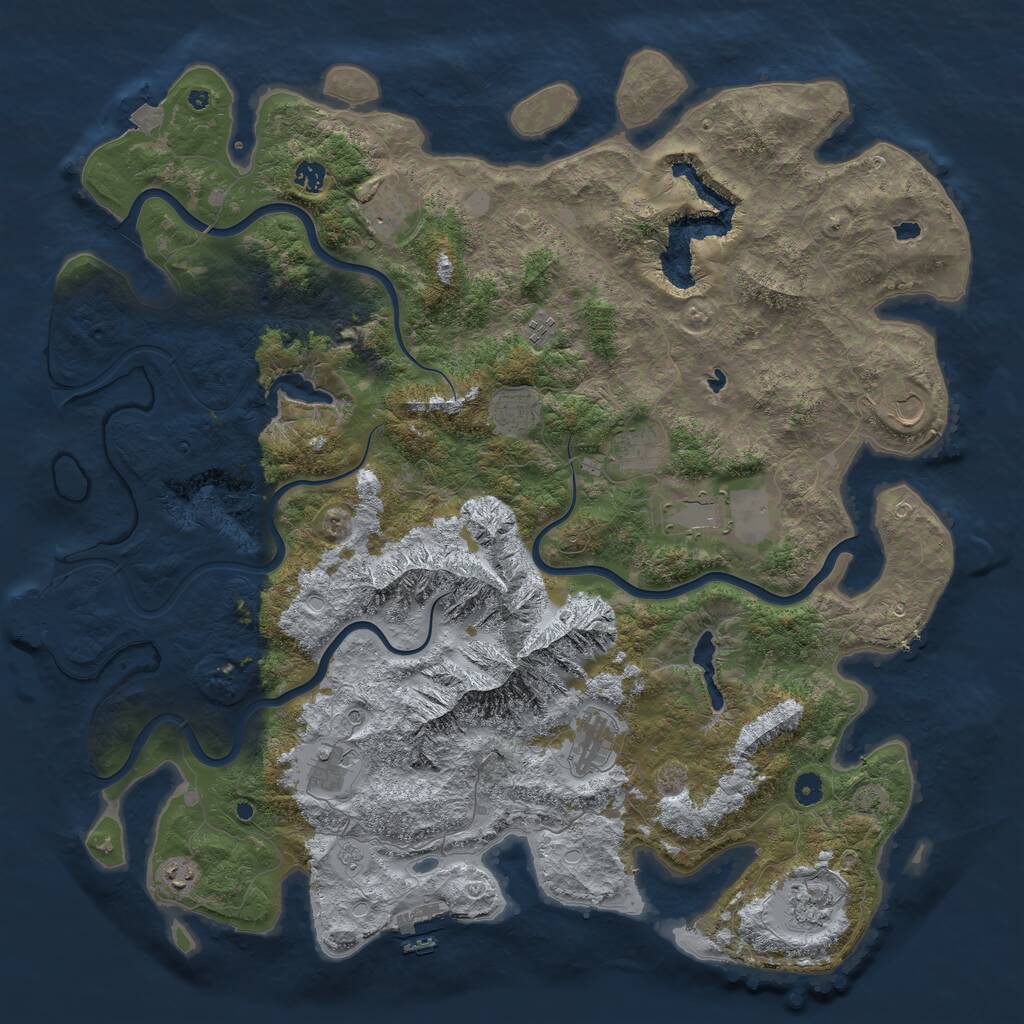 Rust Map: Procedural Map, Size: 5000, Seed: 7949, 17 Monuments