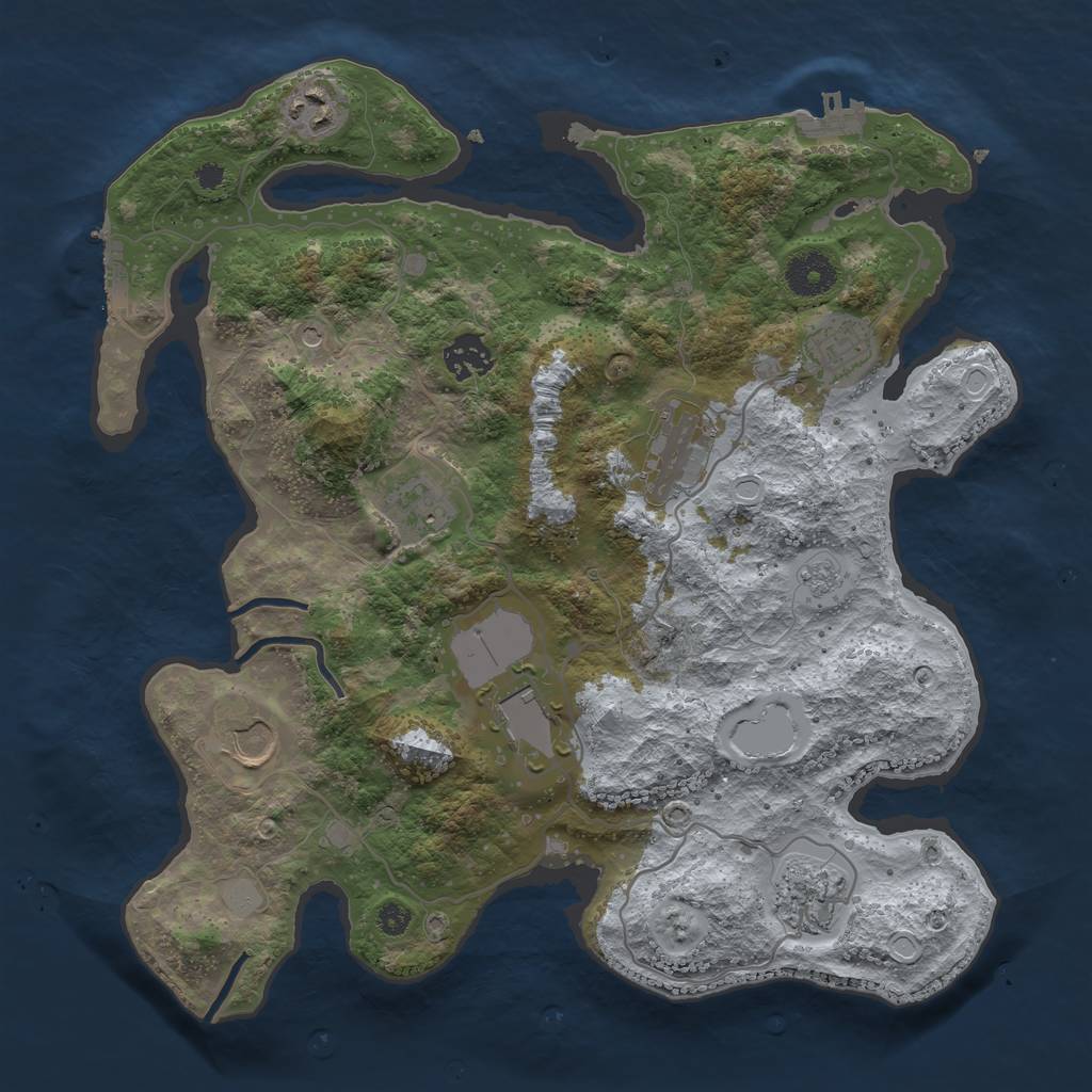 Rust Map: Procedural Map, Size: 3500, Seed: 31844, 15 Monuments