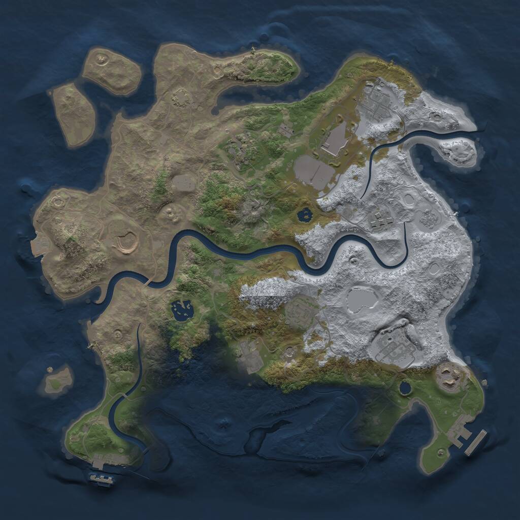 Rust Map: Procedural Map, Size: 3500, Seed: 1836284542, 16 Monuments