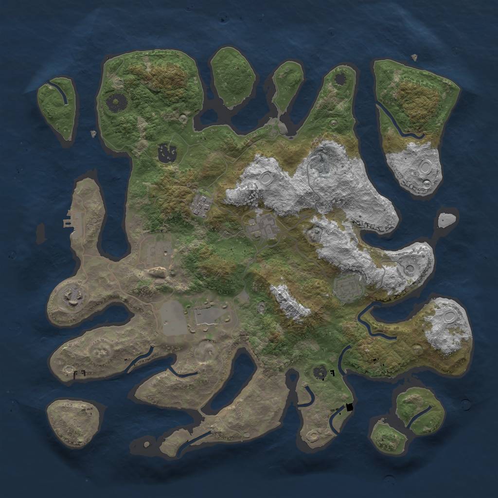 Rust Map: Procedural Map, Size: 3750, Seed: 192711825, 14 Monuments