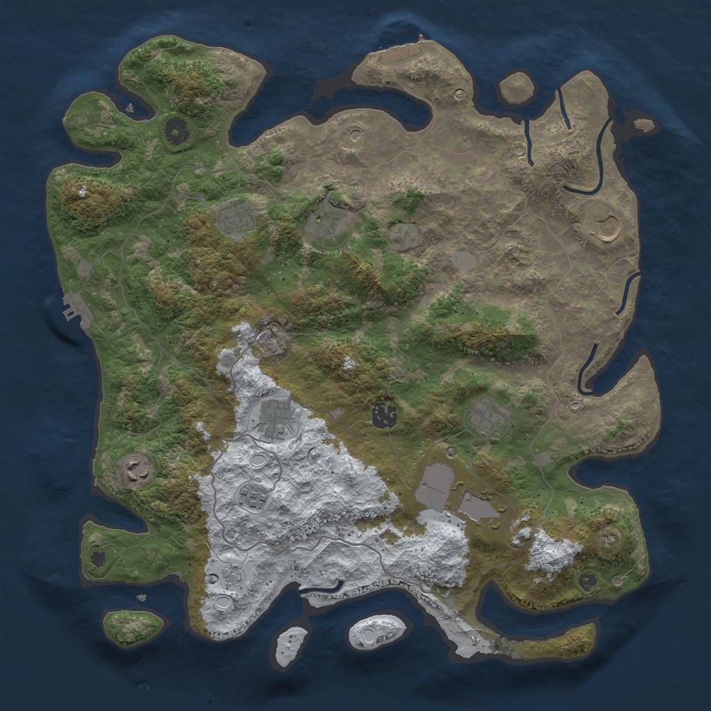 Rust Map: Procedural Map, Size: 4050, Seed: 2034108998, 18 Monuments