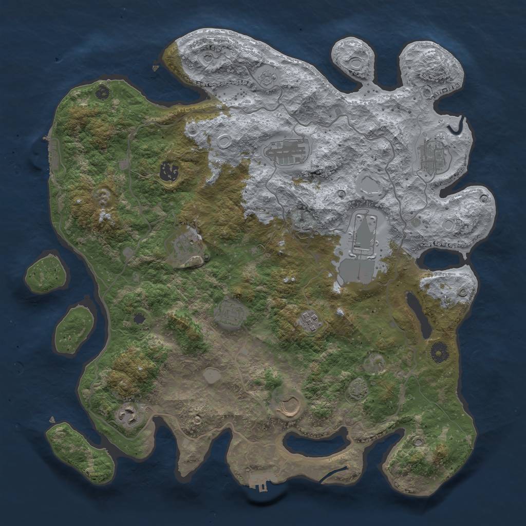 Rust Map: Procedural Map, Size: 4000, Seed: 457435, 17 Monuments
