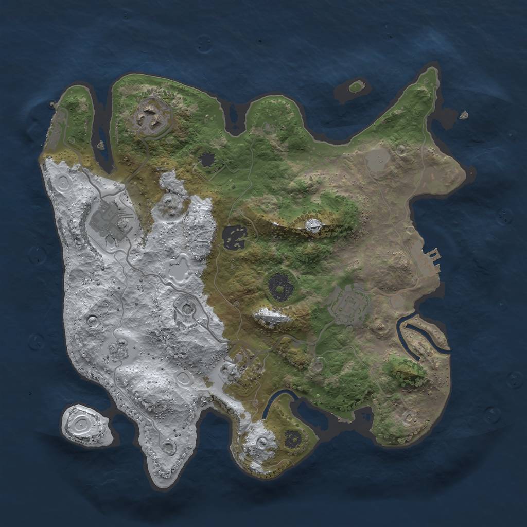 Rust Map: Procedural Map, Size: 3000, Seed: 966171687, 14 Monuments