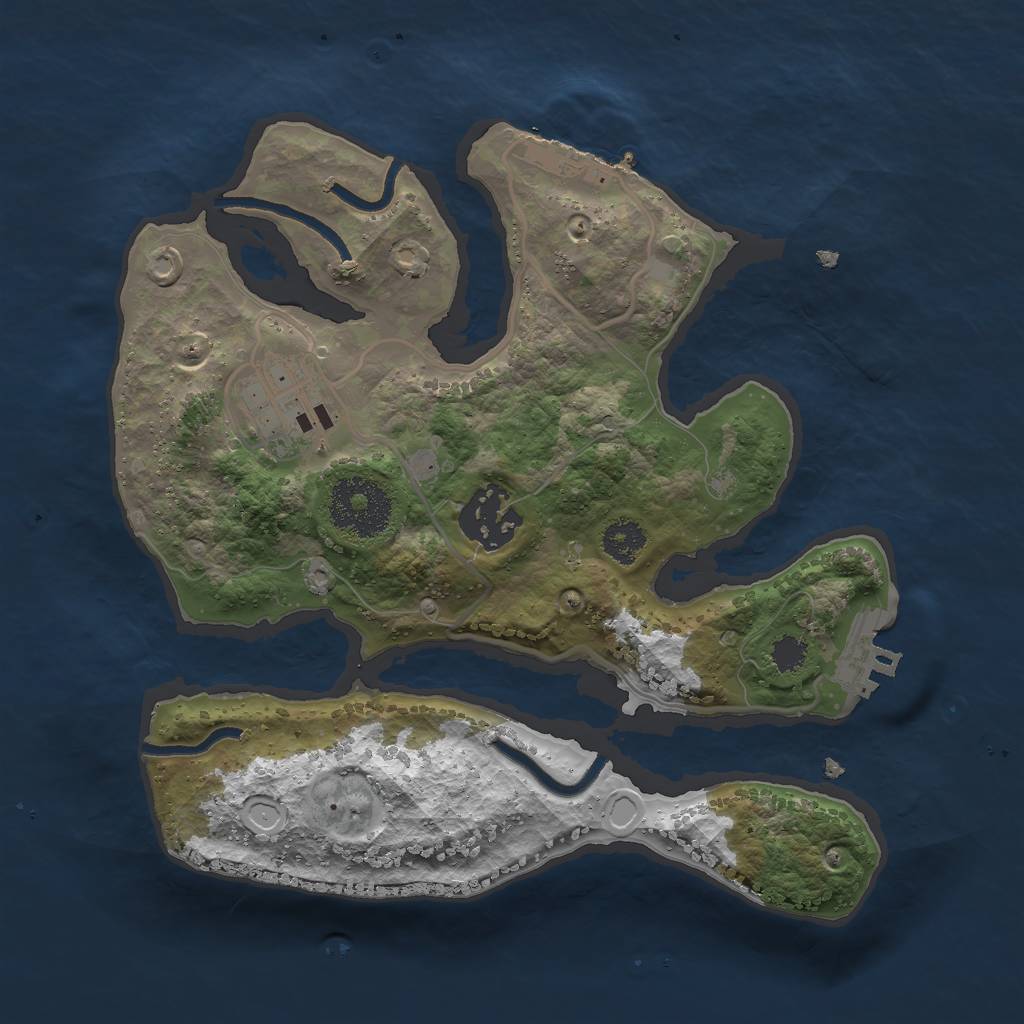 Rust Map: Procedural Map, Size: 2500, Seed: 2578747, 9 Monuments