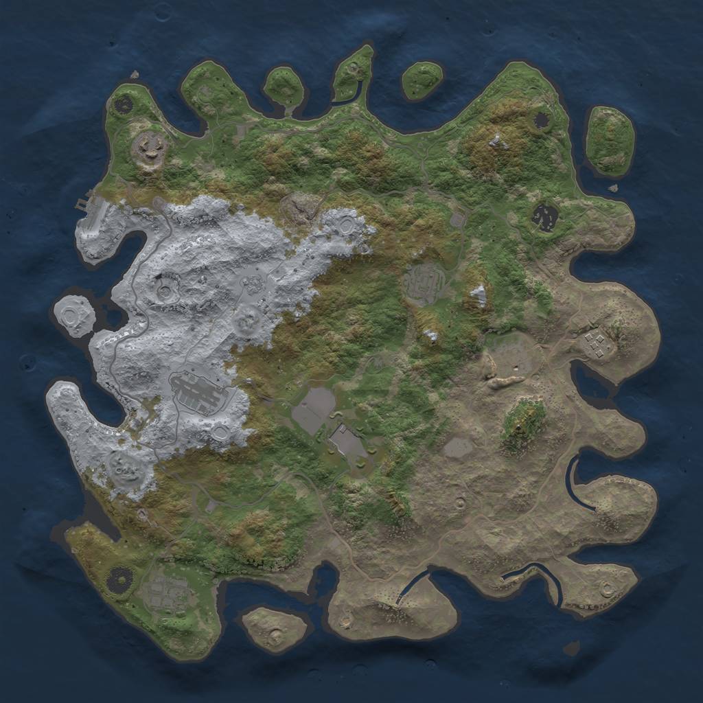 Rust Map: Procedural Map, Size: 4000, Seed: 20988640, 14 Monuments