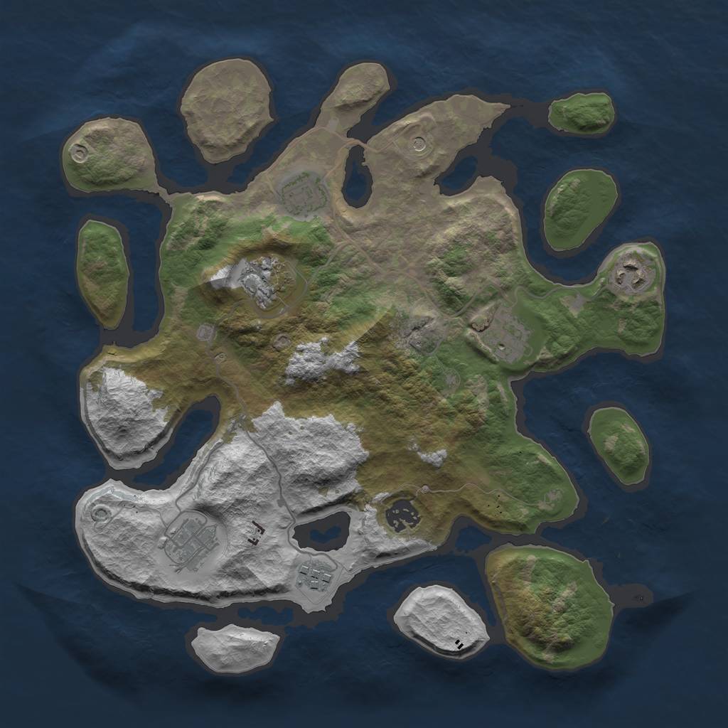 Rust Map: Barren, Size: 3400, Seed: 500, 10 Monuments