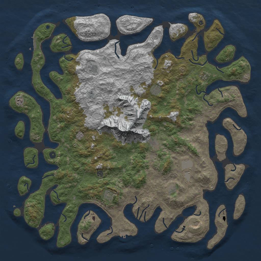Rust Map: Procedural Map, Size: 6000, Seed: 13556767, 19 Monuments