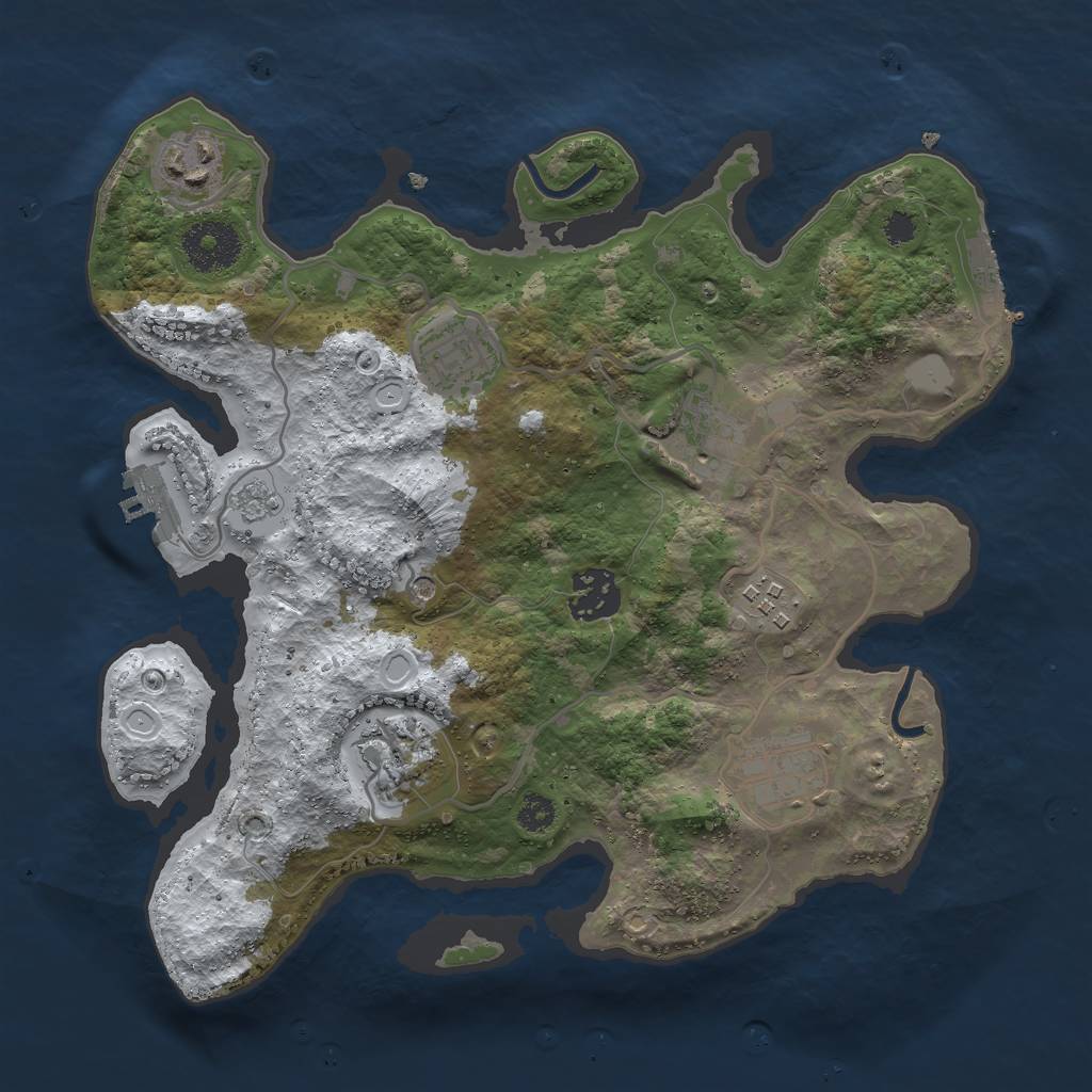 Rust Map: Procedural Map, Size: 3000, Seed: 485423, 16 Monuments