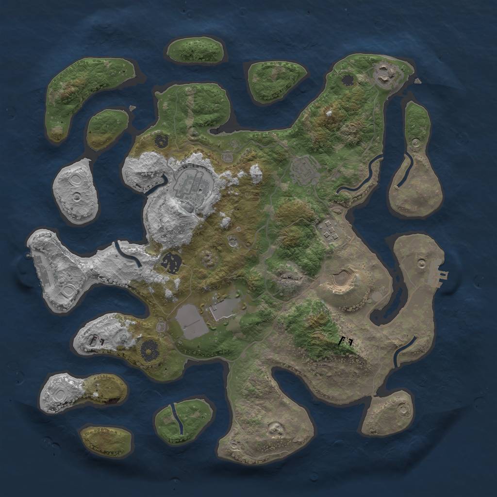 Rust Map: Procedural Map, Size: 3700, Seed: 1789625321, 18 Monuments