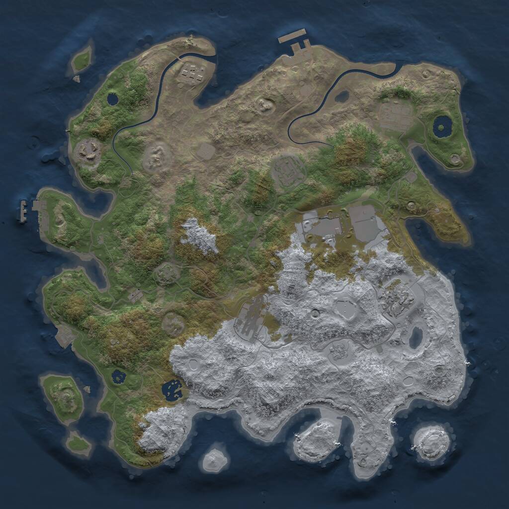 Rust Map: Procedural Map, Size: 3600, Seed: 1460017, 13 Monuments