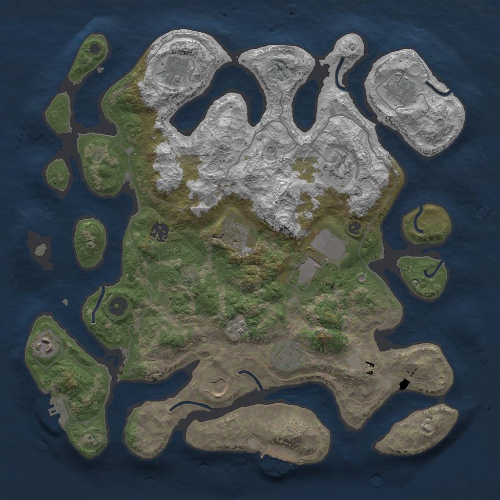 Rust Map: Procedural Map, Size: 4000, Seed: 1234764, 18 Monuments