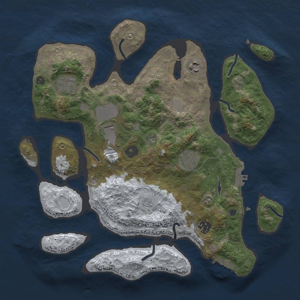 Rust Map: Procedural Map, Size: 3500, Seed: 332904930, 14 Monuments