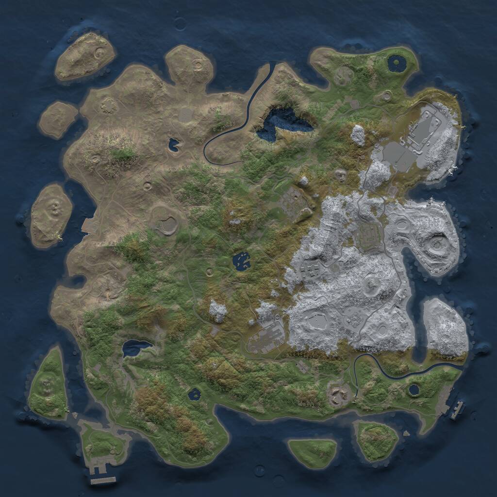 Rust Map: Procedural Map, Size: 4000, Seed: 3213563, 14 Monuments