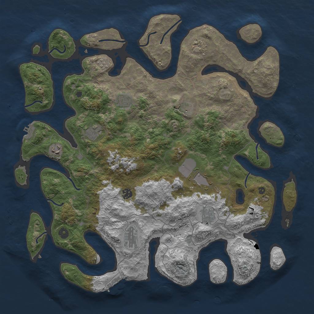 Rust Map: Procedural Map, Size: 4500, Seed: 53525234, 21 Monuments