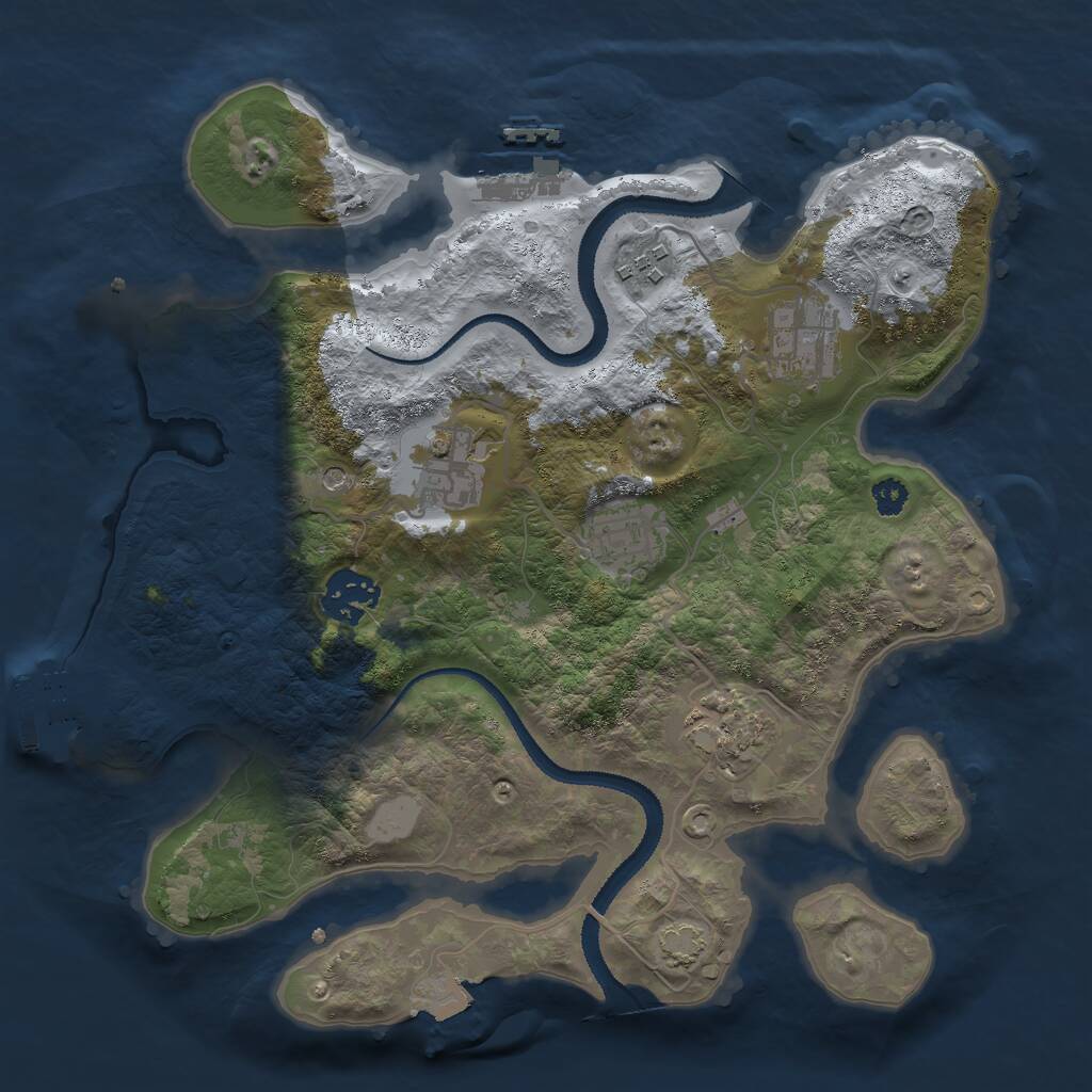 Rust Map: Procedural Map, Size: 3000, Seed: 858251, 11 Monuments