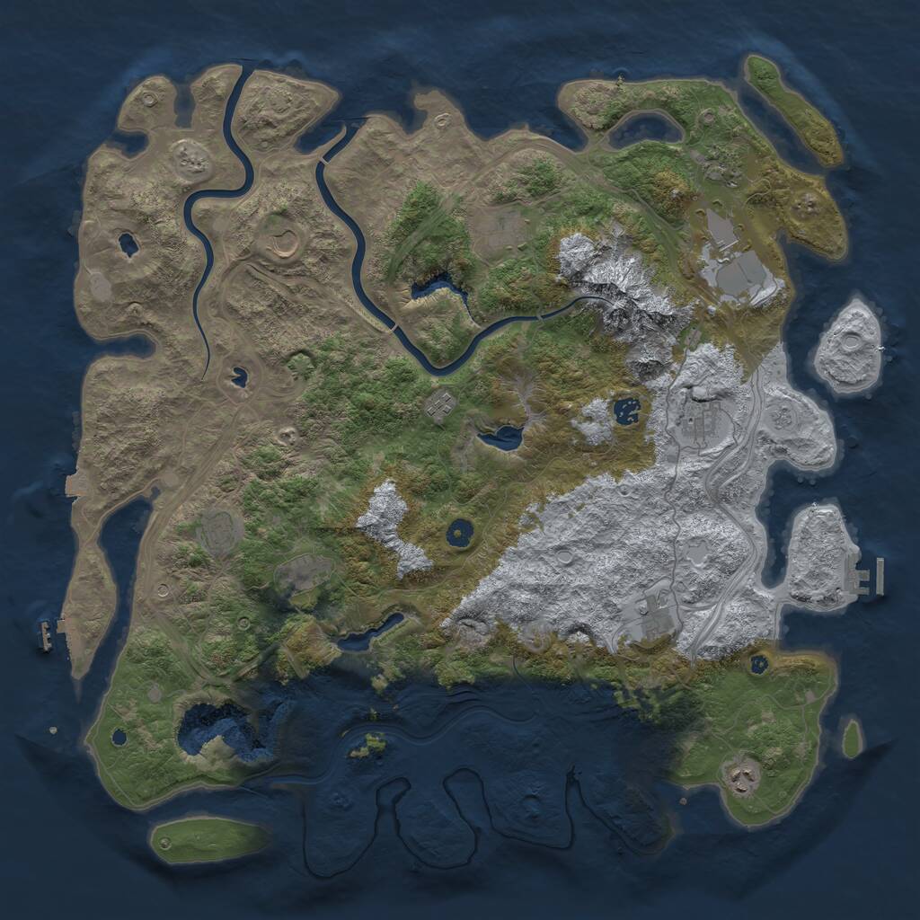 Rust Map: Procedural Map, Size: 5000, Seed: 2058265957, 17 Monuments