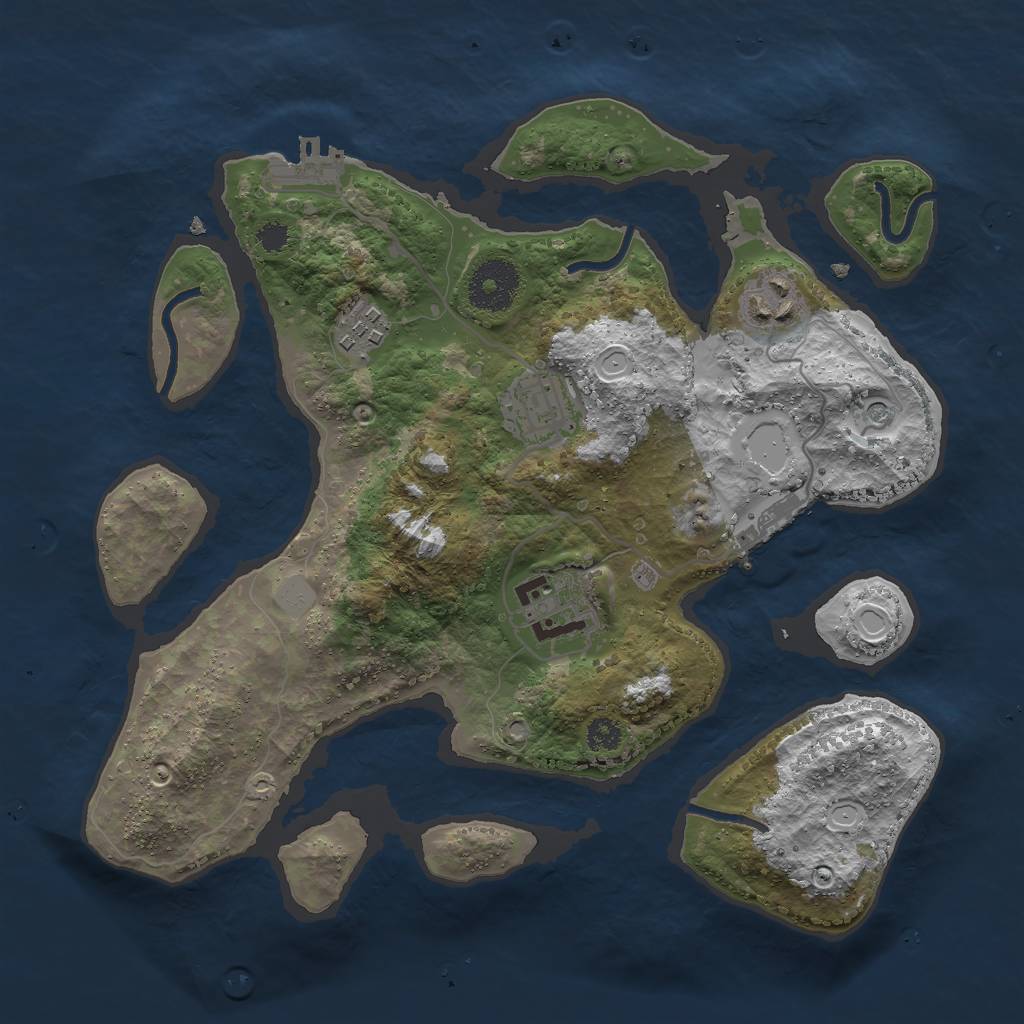 Rust Map: Procedural Map, Size: 3000, Seed: 140879, 12 Monuments
