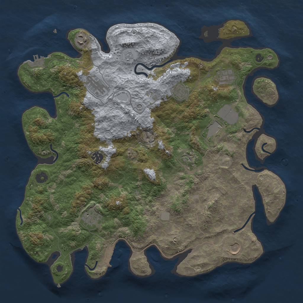 Rust Map: Procedural Map, Size: 3900, Seed: 72899077, 16 Monuments