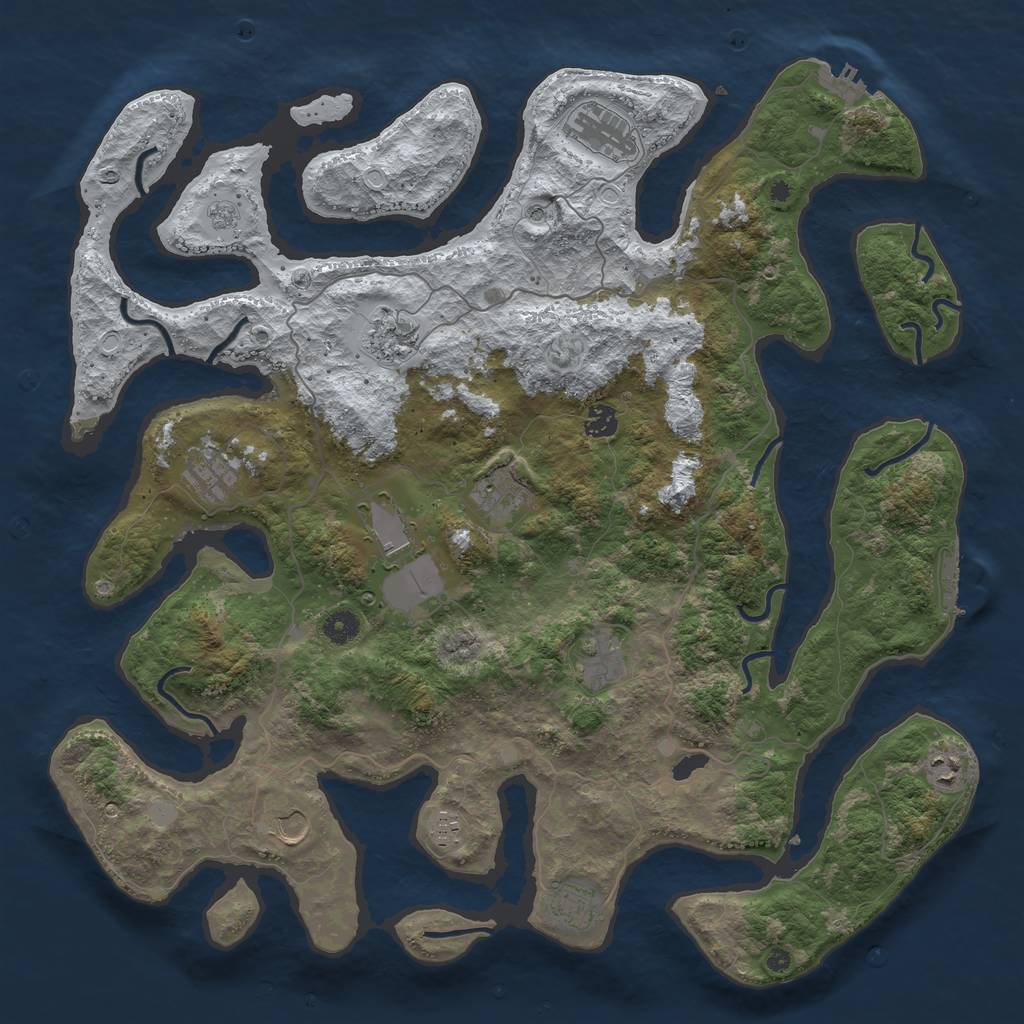 Rust Map: Procedural Map, Size: 4500, Seed: 537158800, 20 Monuments