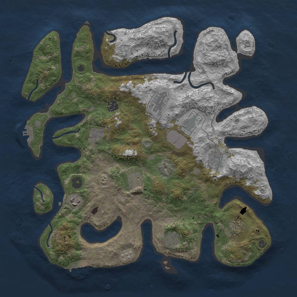 Rust Map: Procedural Map, Size: 3950, Seed: 1135594668, 21 Monuments