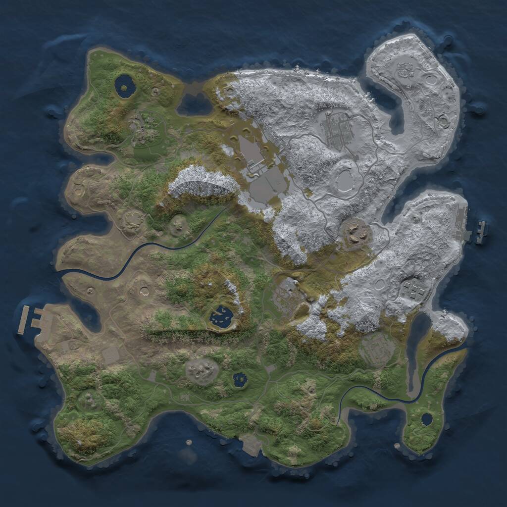 Rust Map: Procedural Map, Size: 3500, Seed: 23598, 14 Monuments