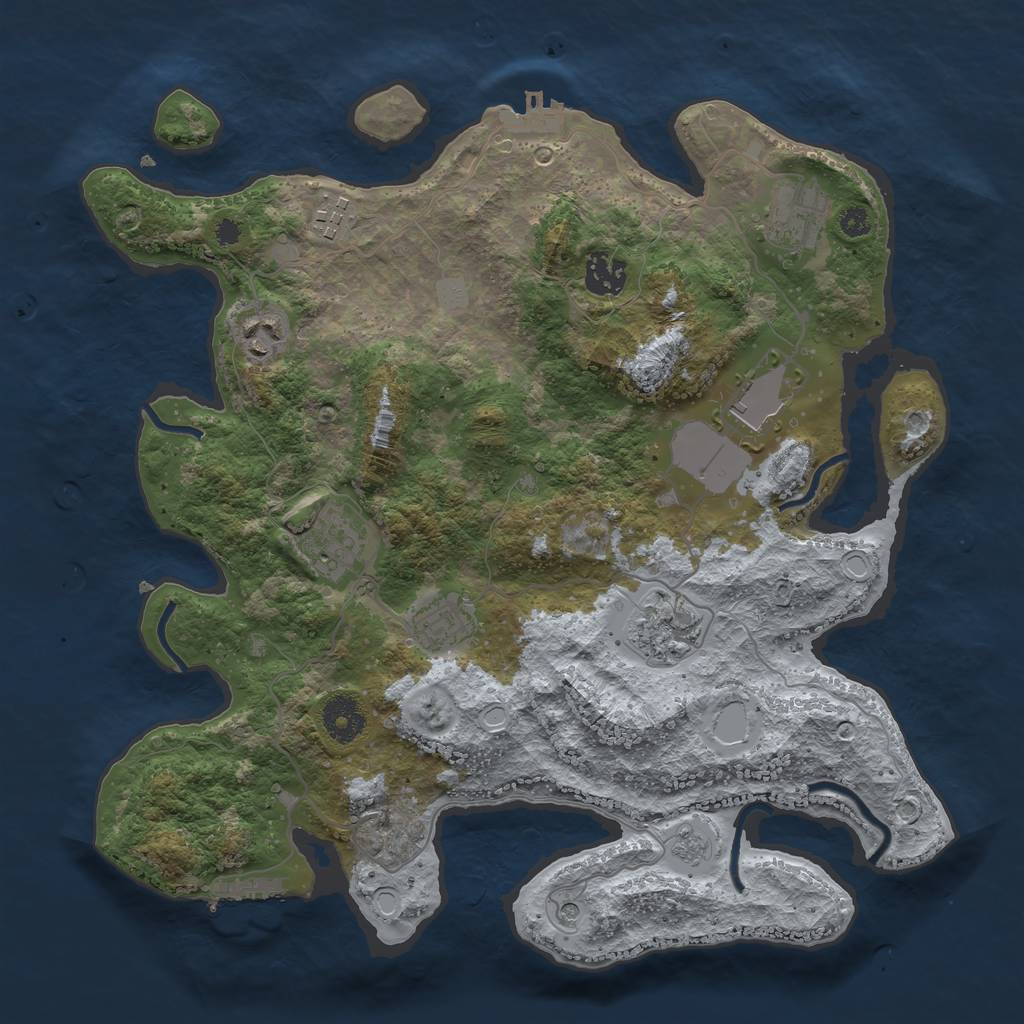 Rust Map: Procedural Map, Size: 3500, Seed: 21641, 17 Monuments