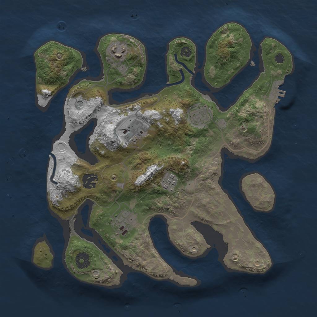 Rust Map: Procedural Map, Size: 3000, Seed: 299690, 16 Monuments