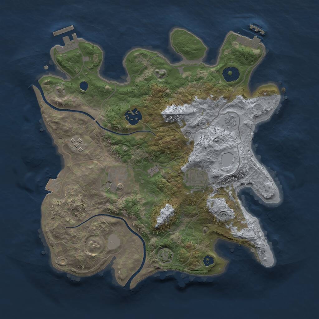 Rust Map: Procedural Map, Size: 3000, Seed: 25986935, 10 Monuments
