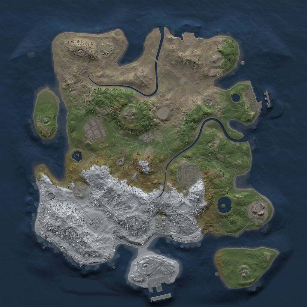 Rust Map: Procedural Map, Size: 3000, Seed: 186707, 10 Monuments