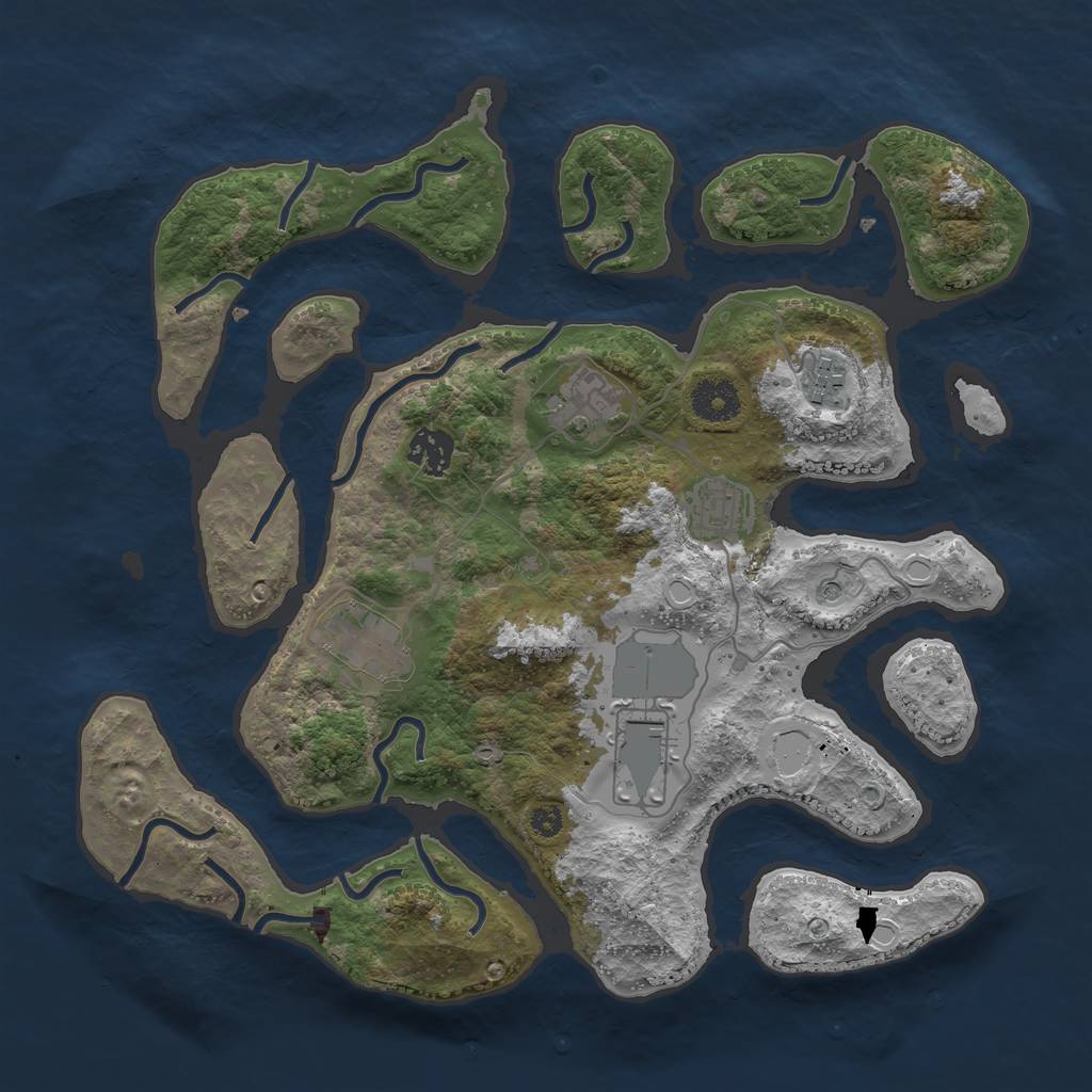 Rust Map: Procedural Map, Size: 3500, Seed: 1111695386, 15 Monuments
