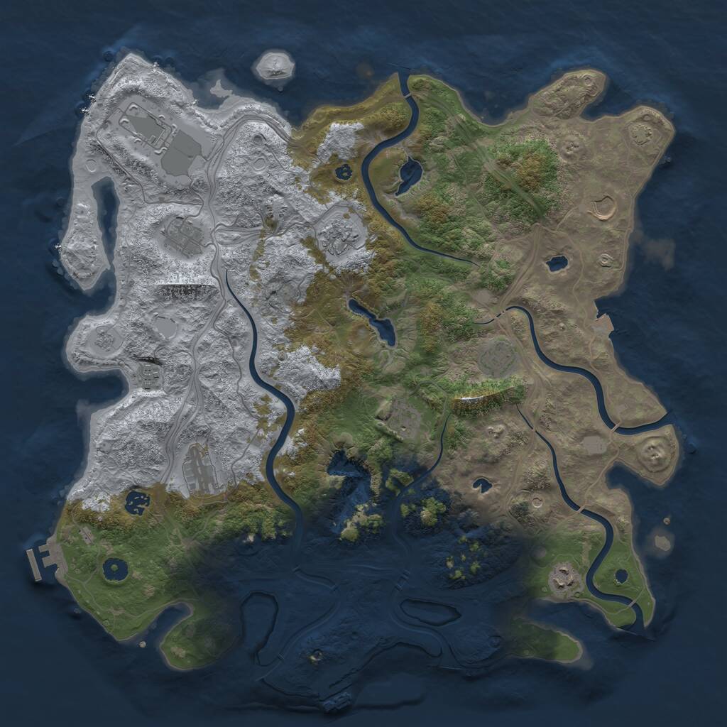 Rust Map: Procedural Map, Size: 4500, Seed: 424780381, 16 Monuments