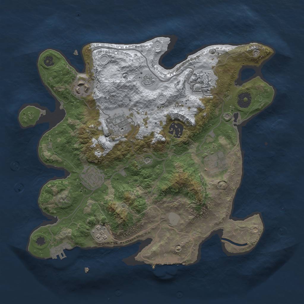 Rust Map: Procedural Map, Size: 3000, Seed: 744499, 16 Monuments