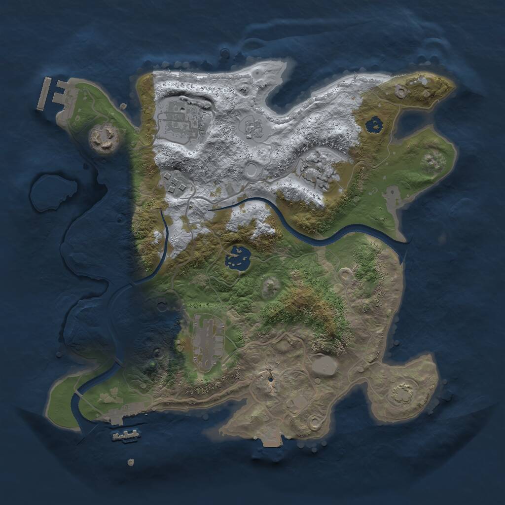 Rust Map: Procedural Map, Size: 3000, Seed: 744499, 12 Monuments