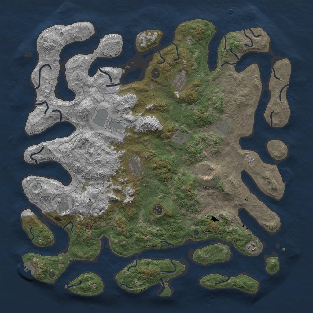 Rust Map: Procedural Map, Size: 4900, Seed: 12, 18 Monuments