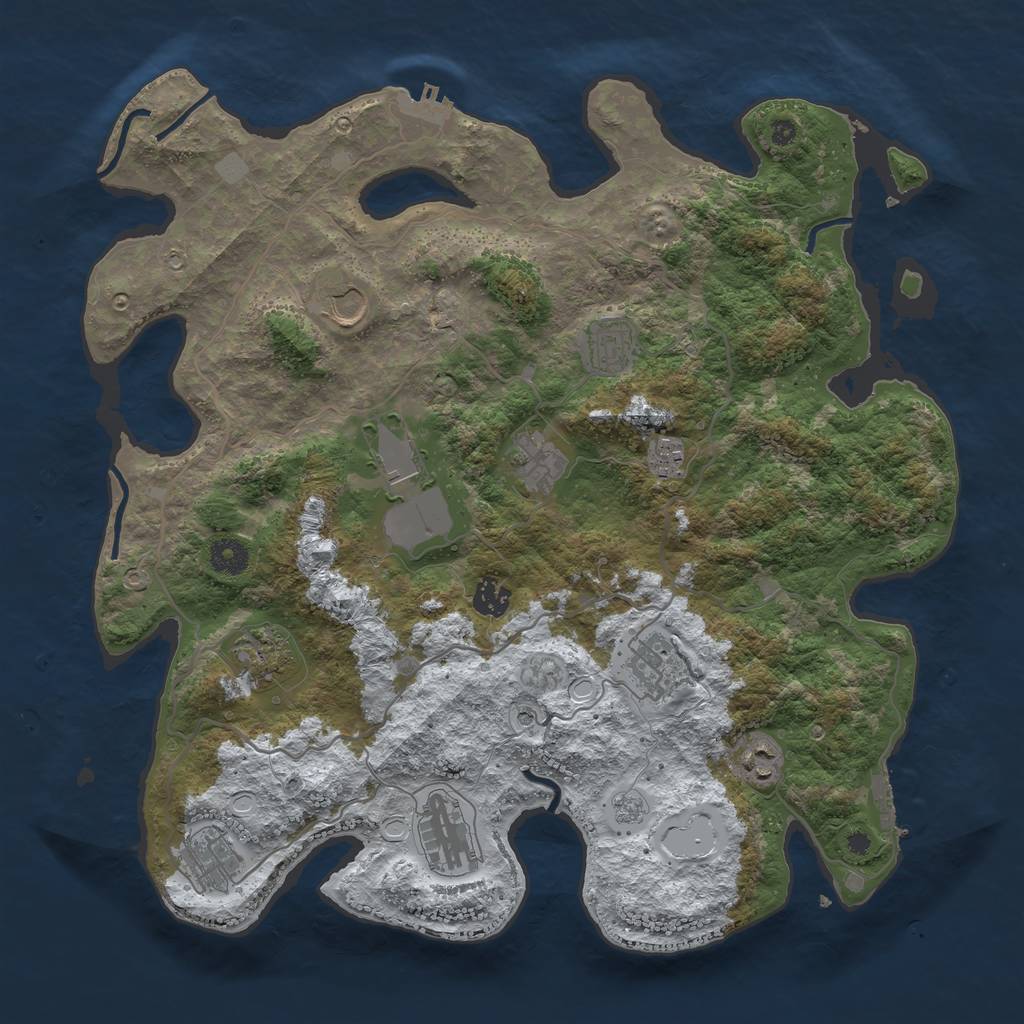 Rust Map: Procedural Map, Size: 4000, Seed: 750626768, 20 Monuments