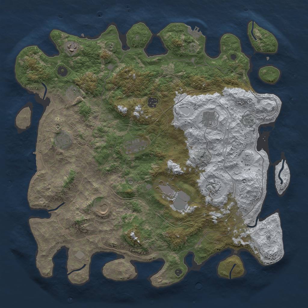 Rust Map: Procedural Map, Size: 4500, Seed: 1809300210, 19 Monuments